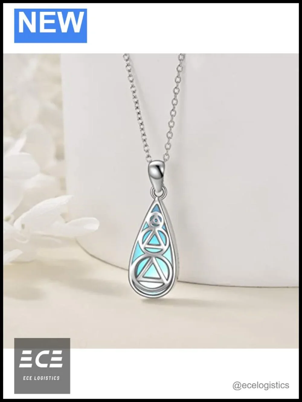 Sterling Silver AA Recovery Necklace Moonstone Sobriety Pendant 18 in